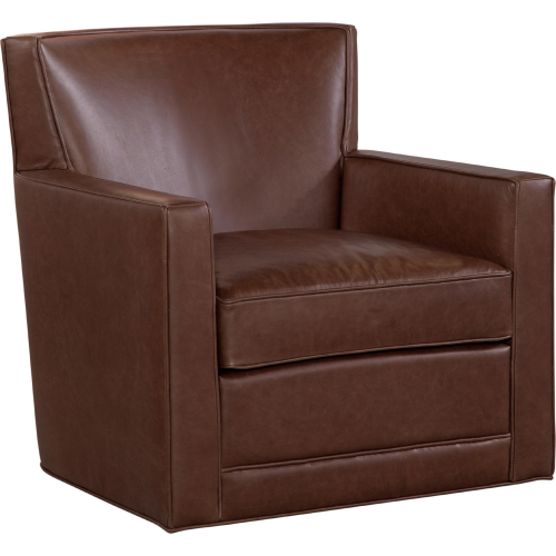 Jaxson Swivel Accent Chair in Chaps Havana Brown Leather